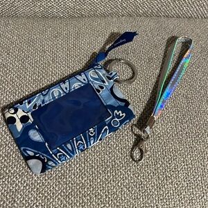 3/$30 Vera Bradley Card case blue burst and bonus wristlet strap